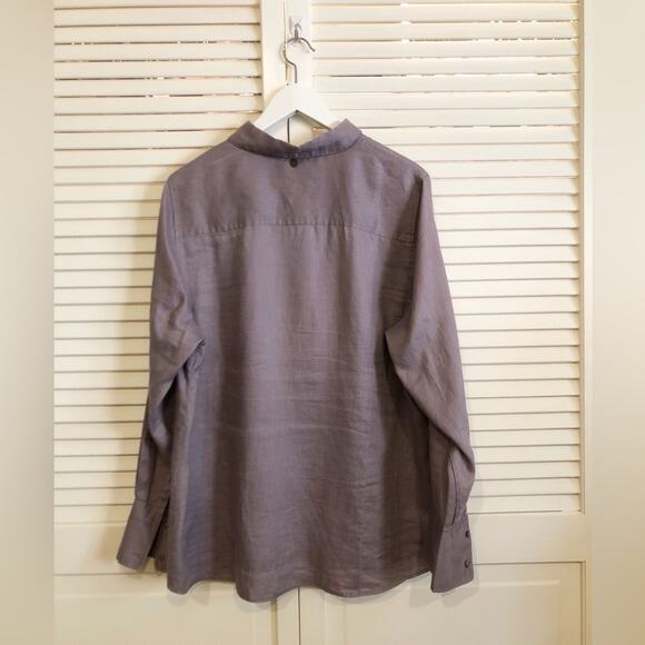 Soft Surroundings Purple Go To Linen Button Down Blouse - Picture 2 of 3